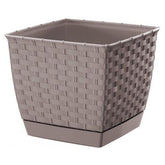 Hectarul - Ghiveci patrat imitatie ratan Ratolla 19 cm, 3.8L, mocca